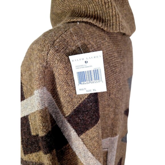 NWT Lauren Ralph Lauren Lambswool Aztec Slouchy Dolman Sleeve Cowl Neck Top - XL - Picture 4 of 8